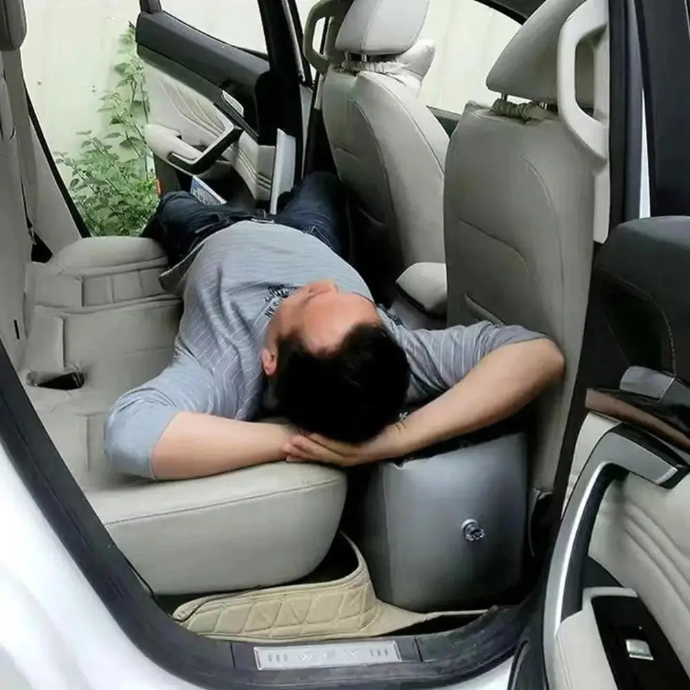Car Travel Inflatable Bed Back Seat Air Mattress with Safety Block Black-2