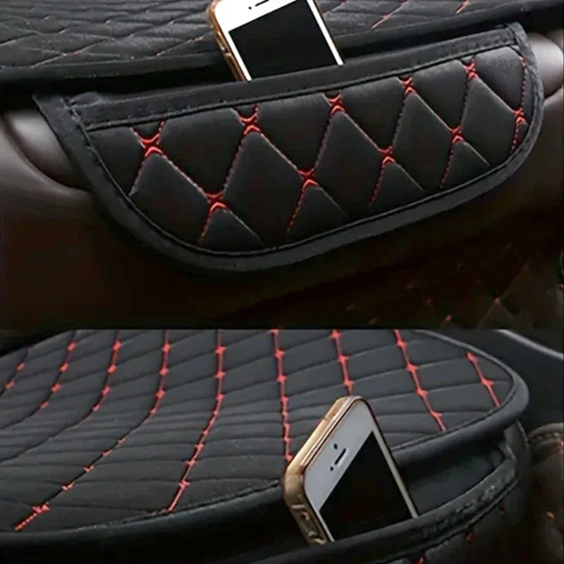 3-Piece Universal Car Seat Covers Breathable Cotton Linen Cushion Set Black-4