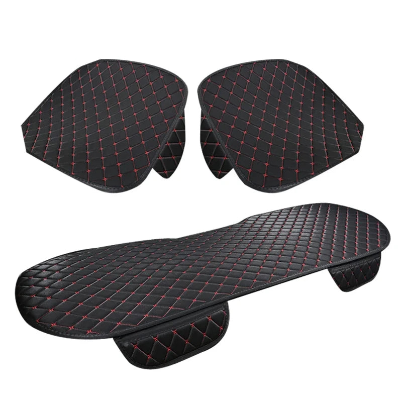 3-Piece Universal Car Seat Covers Breathable Cotton Linen Cushion Set Black-0