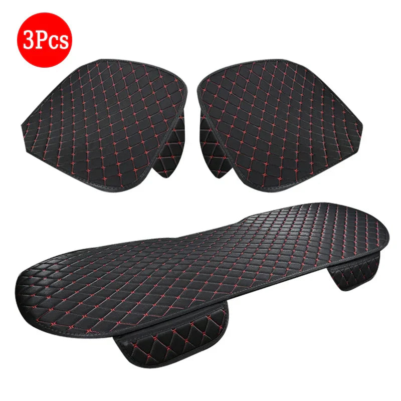 3-Piece Universal Car Seat Covers Breathable Cotton Linen Cushion Set Black-1