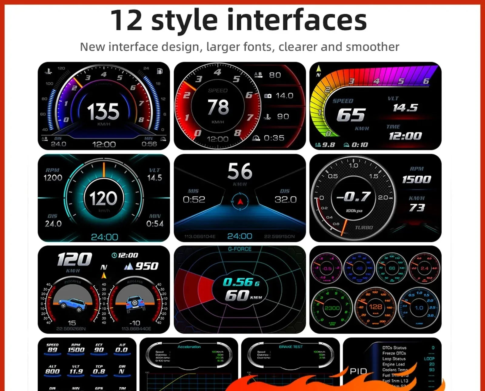 AD Digital Car HUD GPS OBD2 Head Up Display with Slope Meter Black-1